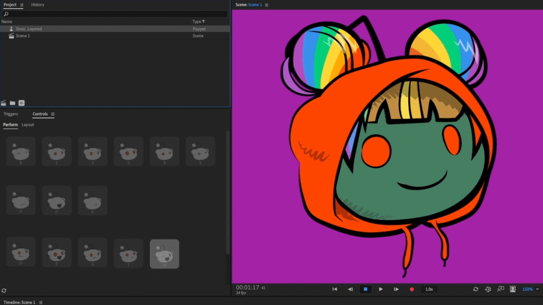 Demonstration of keyboard controllers being used on the Snoo puppet
